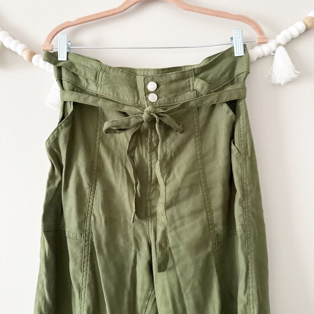 Hudson Cypress Tie Waist Wide Leg Trousers Linen-Blend Green Women's Size 29 - Picture 4 of 5